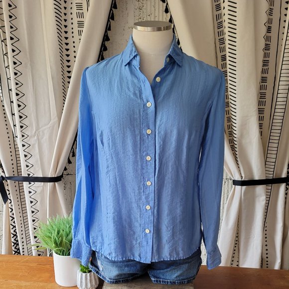 Button Blouse Crinkle Blouse J.Jill - Picture 5 of 5